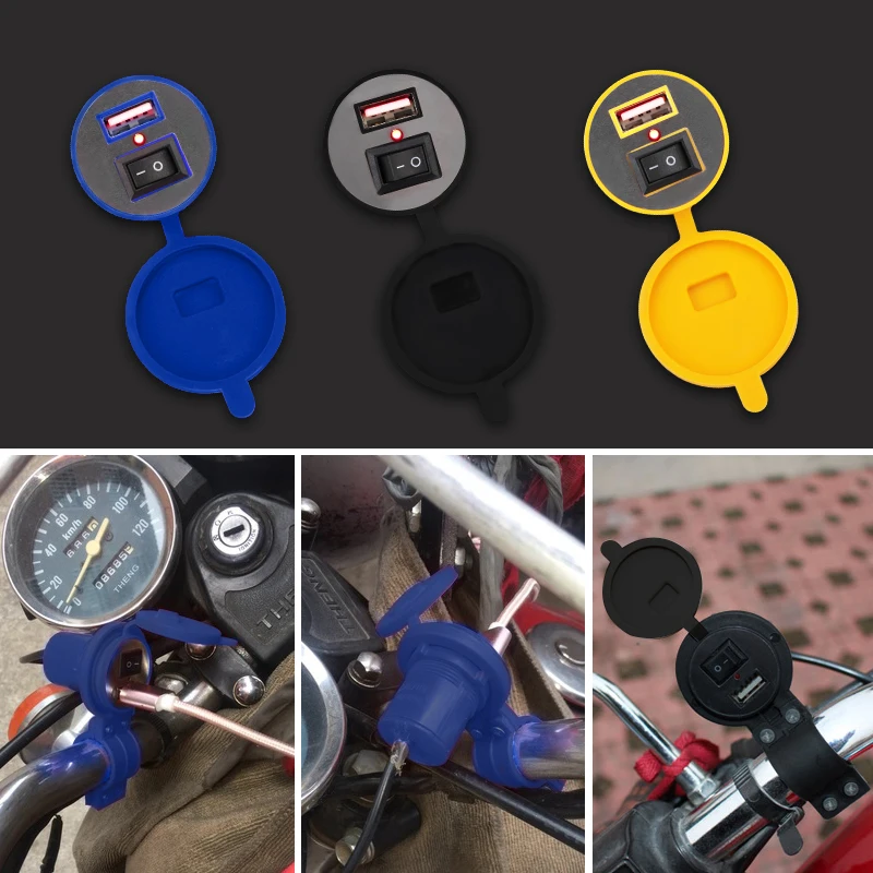 

Universal Motorcycle USB Charger Adapter Scooter Electric Bicycle Handlebar Power Supply Port Socket For Phone MP4 Waterproof