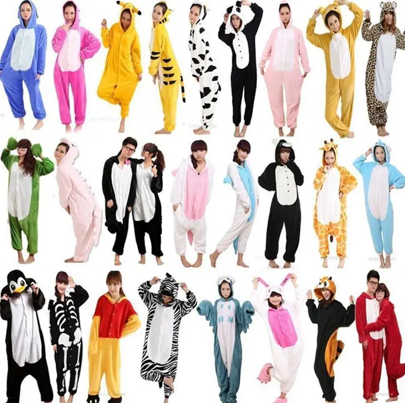 Chaude Unisexe Adulte Flanelle Pyjamas Cosplay Mignon Animal De Bande Dessinee D Hiver Pyjama De Noel Halloween Pyjama Pyjamas Pikachu Panda Aliexpress