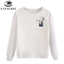 CIVICHIC/женская футболка с вышивкой в этническом стиле; Простые хлопковые футболки с цветочным принтом в стиле Харадзюку и круглым вырезом в винтажном стиле; топы в стиле БТС; Толстый Пуловер; WLT31