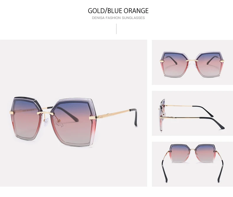 DENISA шестиугольник черные солнцезащитные очки Для женщин поляризированные большие модный кошачий глаз бренд солнцезащитных очков женские