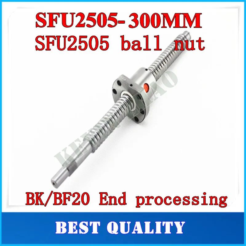 

25mm 2505 Ball Screw Rolled C7 ballscrew SFU2505 300mm BK20 BF20 end processing one 2505 flange single ball nut for CNC parts