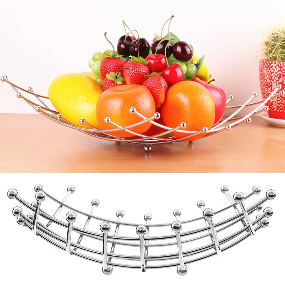 

Creative Convenient Fruit Basket Bowl Vegetable Rack Stainless Steel Storage Stand Holder Apple Orange XH8Z AU06