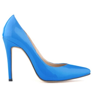 Большие размеры 35-42 дамская обувь удобные офисные туфли для ночного клуба женские лакированные туфли на высоком каблуке пикантные женские туфли-лодочки с острым носом 60 - Цвет: Sky Heel