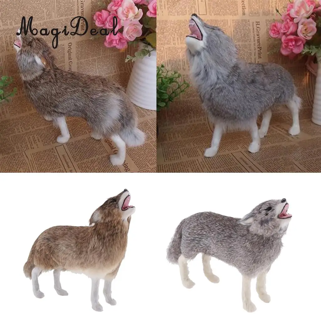 Realistic Grey Howling Wolf Simulation Model Figure Kids Toy Home Decor Gift