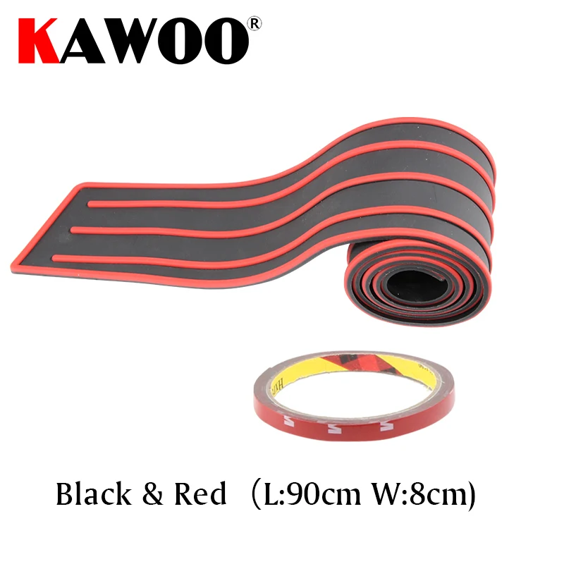 BlackRed 90cm KAWOO для Lexus LS460L RX350 GT200H ISF GX470 IS300 GS350 резиновая задняя защита Бампера Защитная Накладка порога коврик автомобильный Стайлинг - Название цвета: BlackRed 90cm