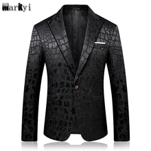 Черный дизайн трещин Мужской однобортный Блейзер хорошего качества мужские спортивные пиджаки костюм для свадьбы плюс размер 4xl вечерние сценический блейзер