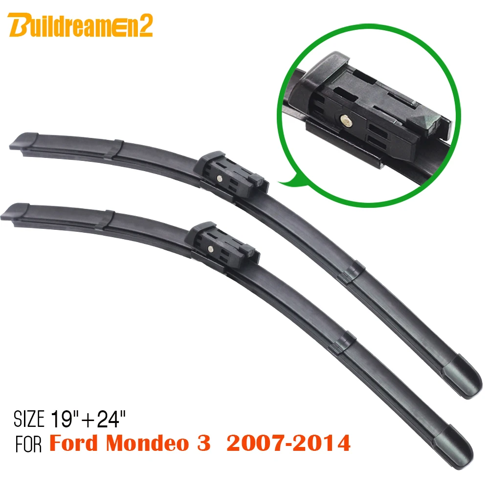

Buildreamen2 2 Pcs Bracketless Windshield Frameless Wiper Blade Soft Rubber Window Wiper Blades For Ford Mondeo 3 2007-2014