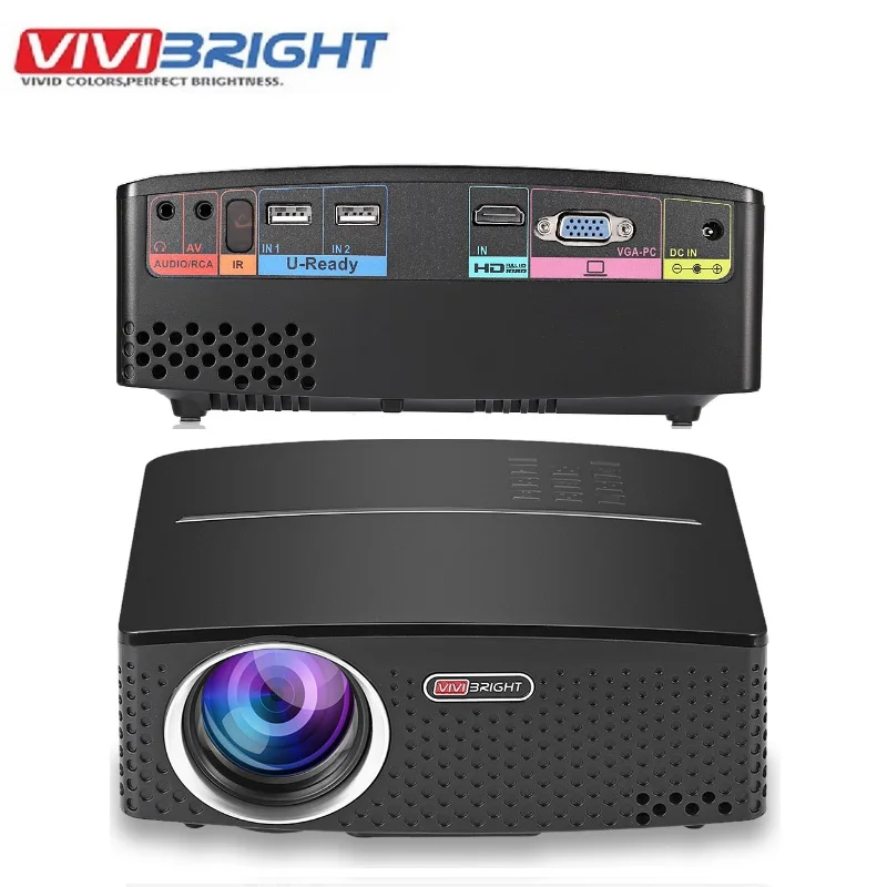 VIVIBRIGHT GP80 светодиодный портативный мини проектор HD 1800 лм для домашнего кинотеатра