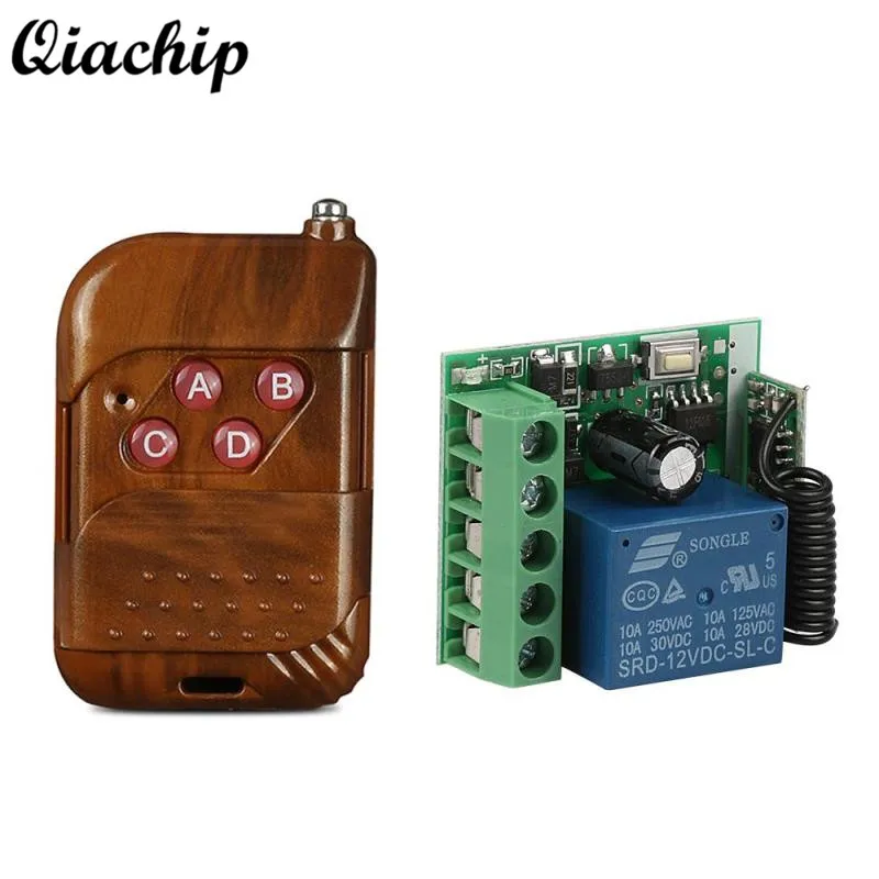 

QIACHIP 433MHz 4CH DC 12V Transmitter Remote Control + 433 mhz RF Relay Receiver Button Remote Control Switch Door Opener Z20