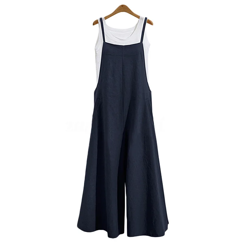 Women's jumpsuit linen bib casual jumpsuit