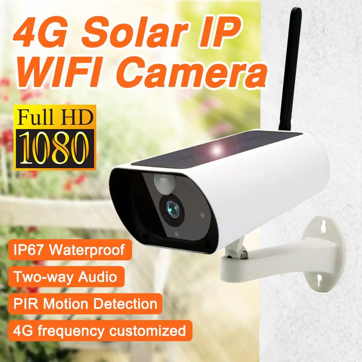 

4G Solar Camera Security Camera PIR 1080p Real-time 2G2P FULL Super-angle Lens Talk Wireless Solar Camera