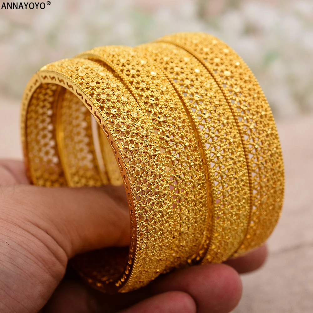 

24k Gold Bangle for Women Gold Dubai Bride Wedding Ethiopian Bracelet Africa Bangle Arab Jewelry Gold Charm kids Bracelet