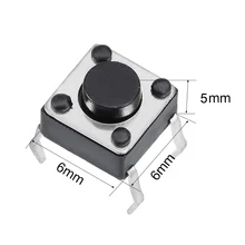 100 pçs/lote interruptor de botão tátil momentâneo 6*6*5mm micro interruptor botão
