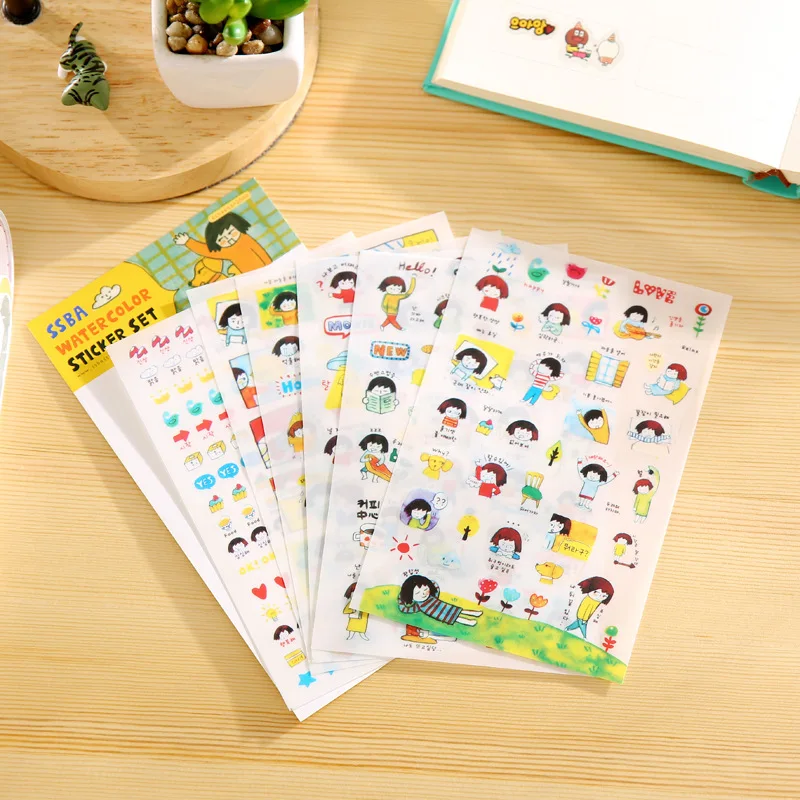 

6 Pcs Handmade Diy Album Diary Notepad My Life Background Wall Stickers Cartoon Diary Stickers Memo Pads Supplies