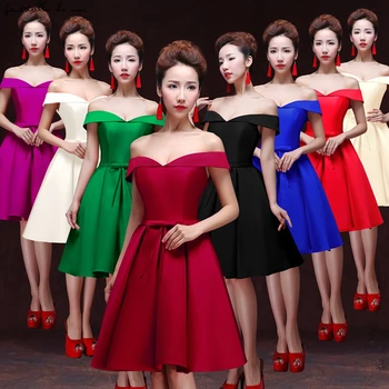 

Gaun pesta dewasa new sexy V neck Off the Shoulder short sleeve A Line Royal blue burgundy green purple champagne bridesmaid