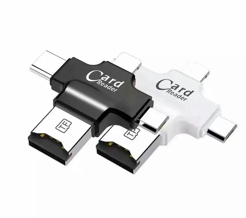 4 в 1 тип-c/8pin/Micro USB/USB 2,0 считыватель карт памяти Micro SD кардридер для Android Ipad/iphone 7 plus 6s5s OTG кардридер