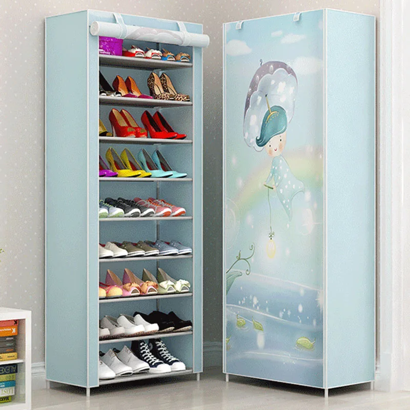 Kaidi 10-слойный 9-сетка простой нетканые ткани полка для обуви пыленепроницаемый Творческий Комбинации усиленный вход мебель - Цвет: Ice Fairy