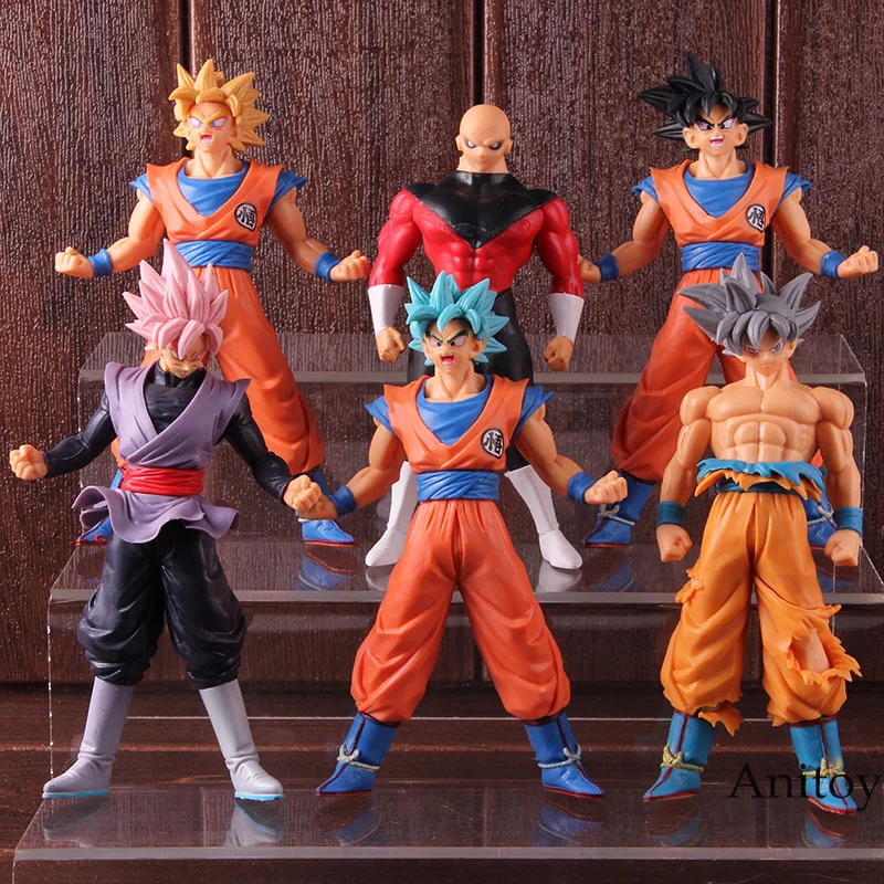 

Dragon Ball Super Saiyan Blue Son Goku Ultra Instinct Jiren Goku Black Rose Figure Action PVC Collectible Model Toys 6pcs/set