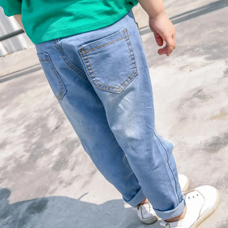 Детские новые джинсы для девочек г., детские штаны с манжетами на коленях джинсовые брюки для детей от 3 до 7 лет, K308