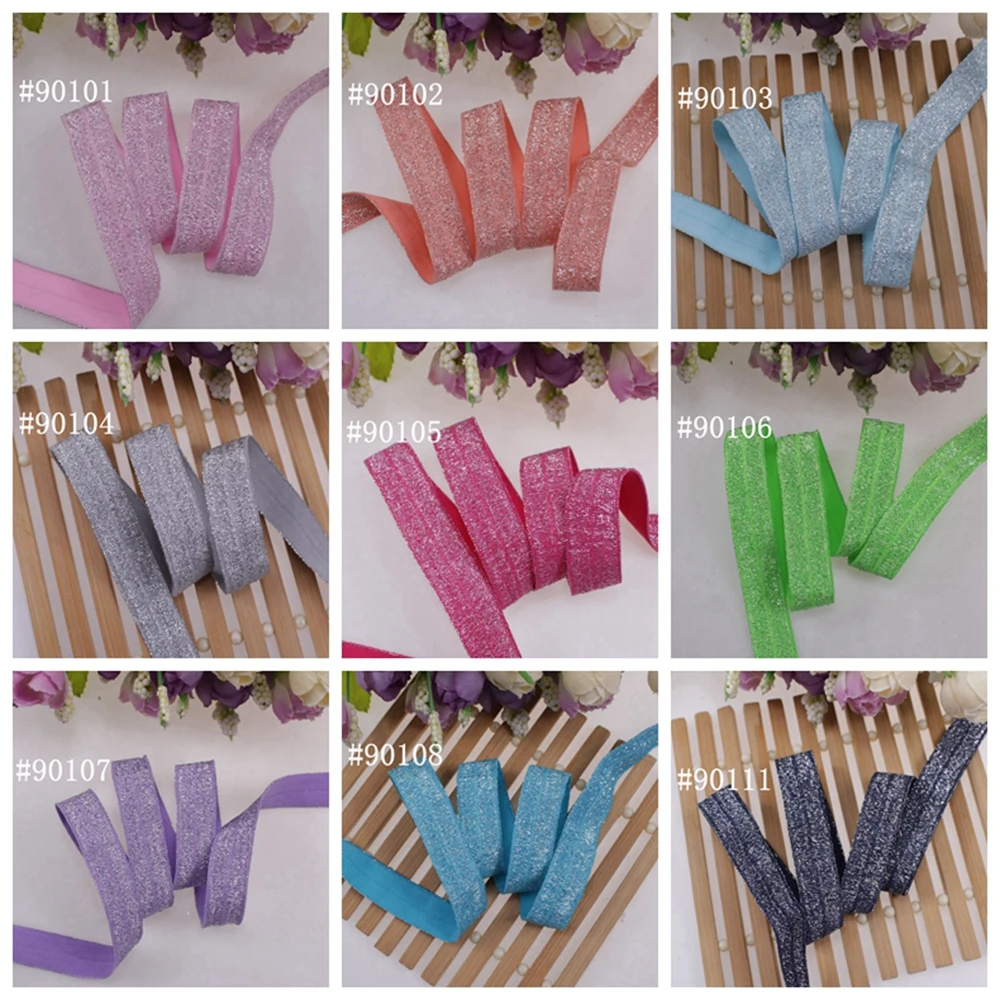 35 colors Glitter metallic thread fold over elastic 50yards for one color pls note number when place order | Аксессуары для одежды