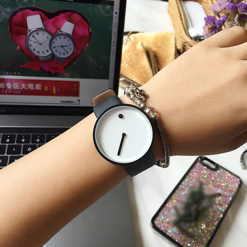 

Top Brand Creative Designer Woman Watch Leather Casual Unisex Simple Wrist Watch Clock Gift relogio masculino