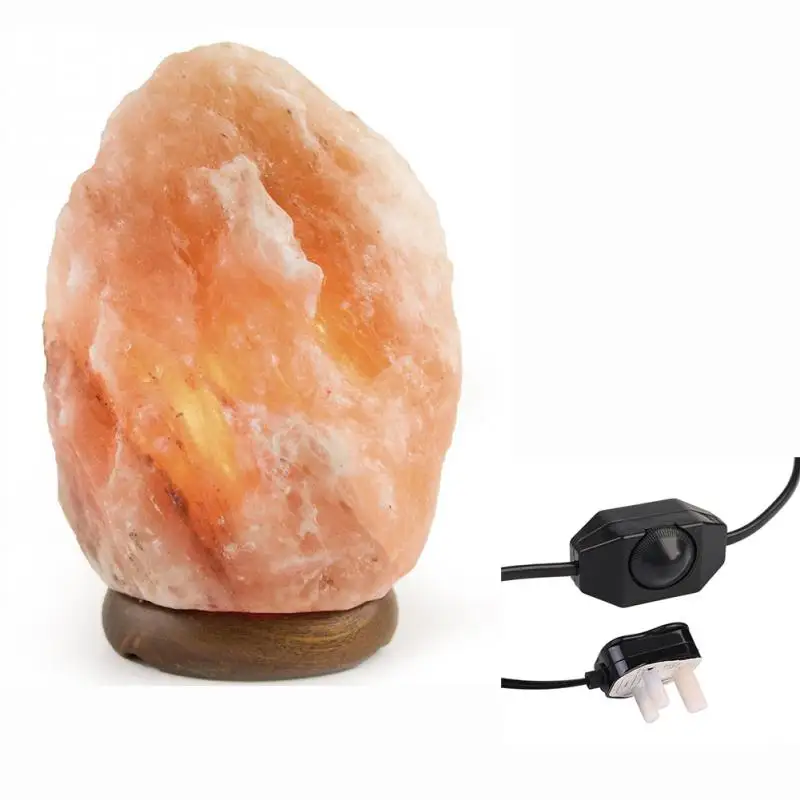 Himalayan Glow Hand Carved Natural Crystal Himalayan Salt Lamp With Genuine Neem Wood Base Bulb ...
