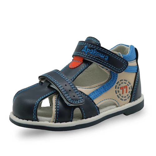 Дракоша летние дети обувь бренда закрыты носок малыша мальчиков сандалии ортопедические спорта pu кожаные мальчиков сандалии обувь - Цвет: blue and Beige