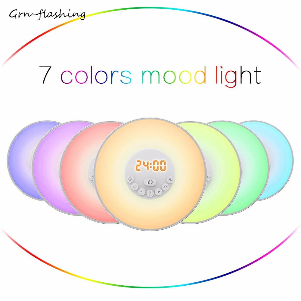 

Sunrise Sunset Wake Up Digital LED Alarm Clock Touch control alarm FM Radio Electron Home bedroom digital time display light