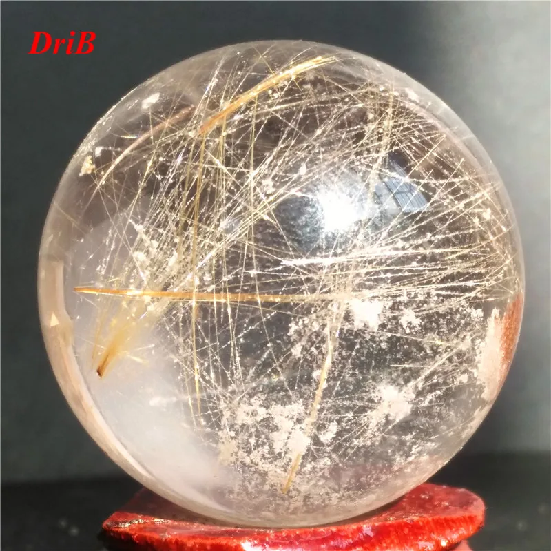 

Narural Gold Rutilated Quartz Crystal Sphere Ball Healing