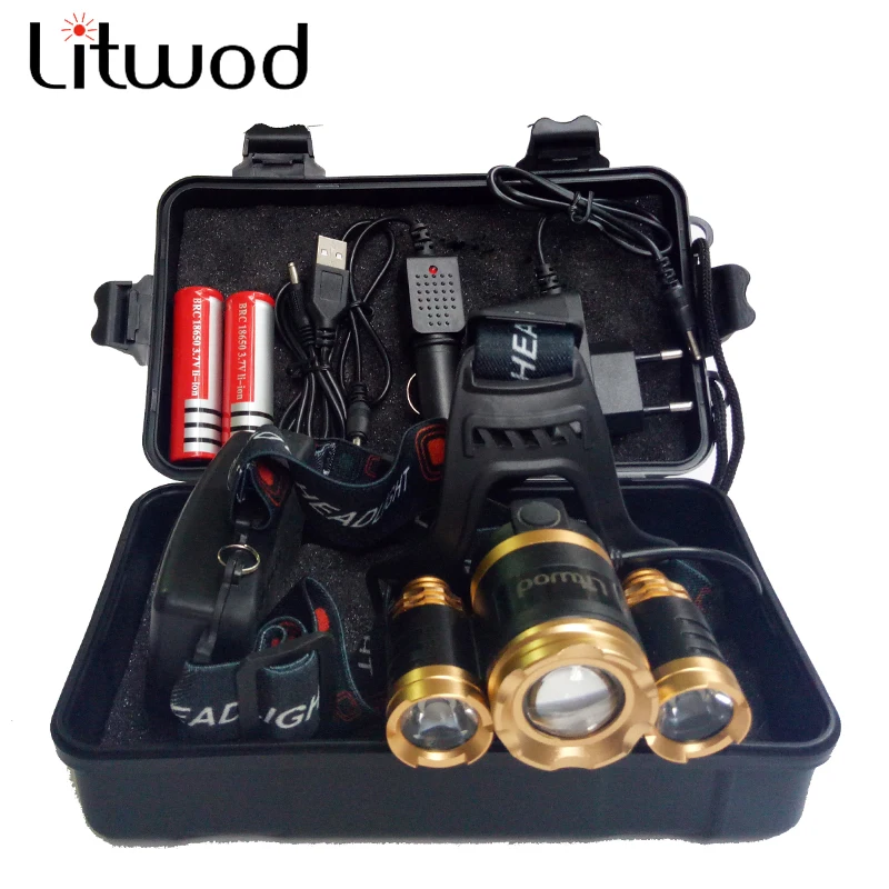 Litwod Z20 13000лм XM-L T6 светодиодный налобный фонарь, налобный светильник, светильник, вспышка, светильник фонарь для рыбалки, аккумулятор 18650+ зарядное устройство
