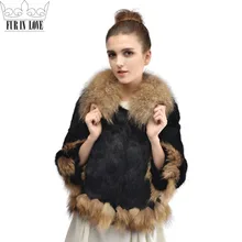 Fashon Women Real Whole Skin Rabbit Fur Coat With Natural Raccoon Fur Collar Jacket Winter Warm