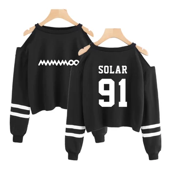 

Mamamoo Off Shoulder Crop Tops Kawaii Korean Kpop Spring Capless Sweatshirt Long Sleeve Sweatshirt Women Clothes 2019 Streetwear