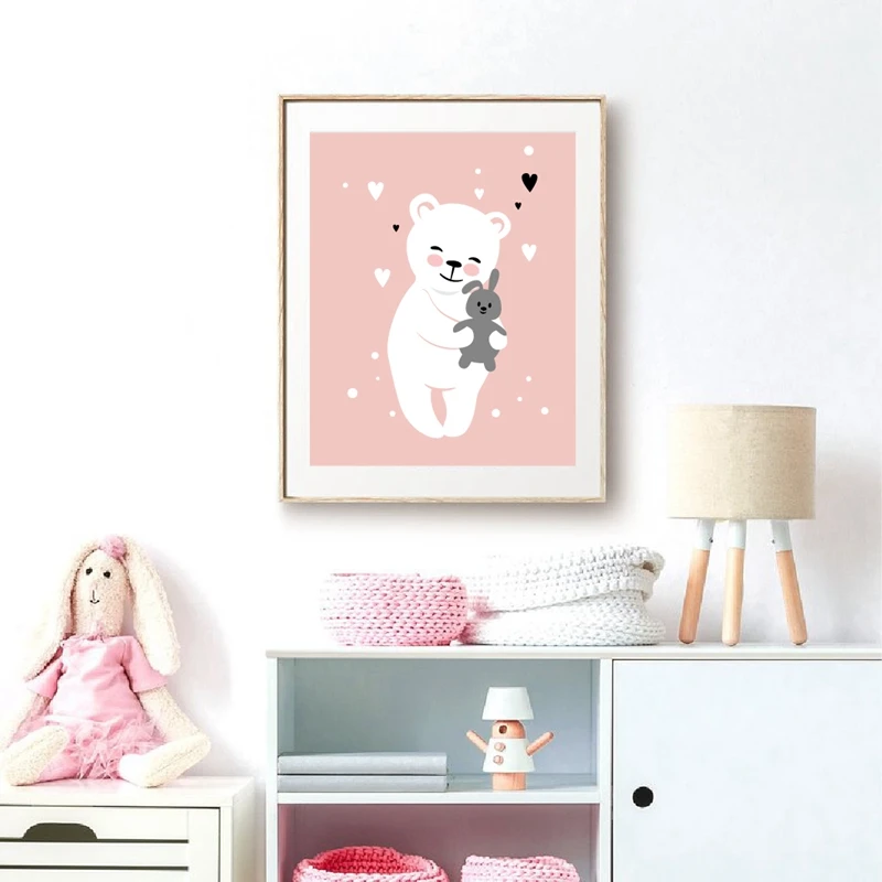 cute little bear poster print kids room decor