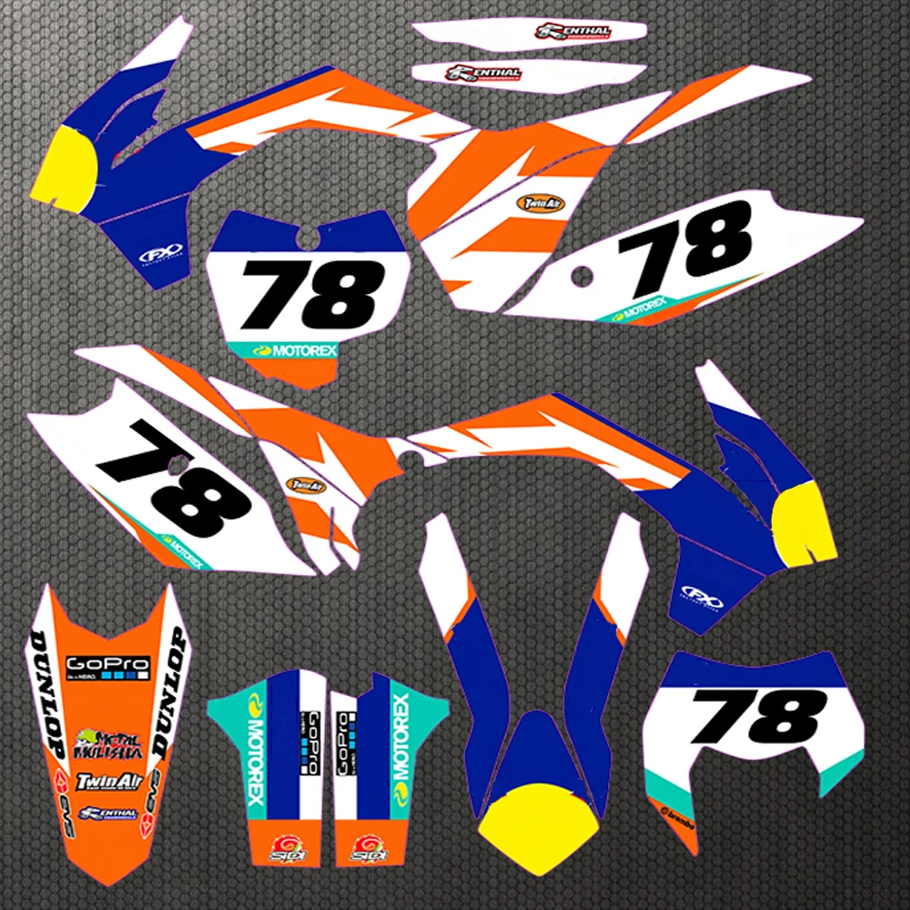 

Stock Customized Number Gloss Team GRAPHICS & BACKGROUNDS DECAL STICKER for KTM EXC 14-15 2014 2015 SX SX-F SXF 13-14 2013 2014