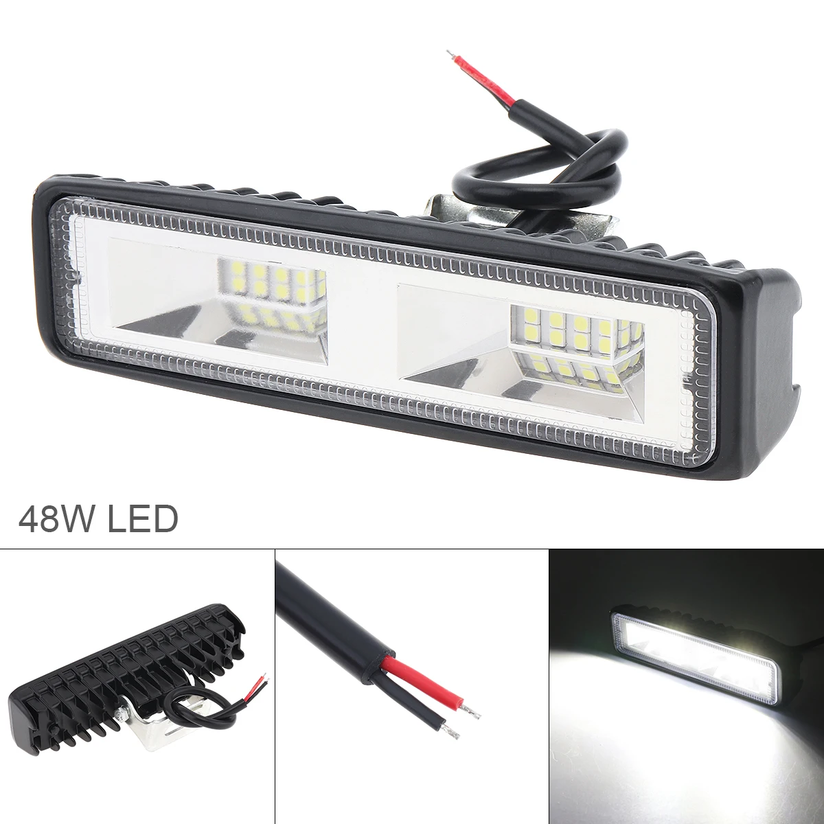 

Car Work Light 6 Inch 48W 6000K White Light 12V-24V 10000LM Waterproof Off Road Led Light Bar Fit for Truck / Motorcycle / Car