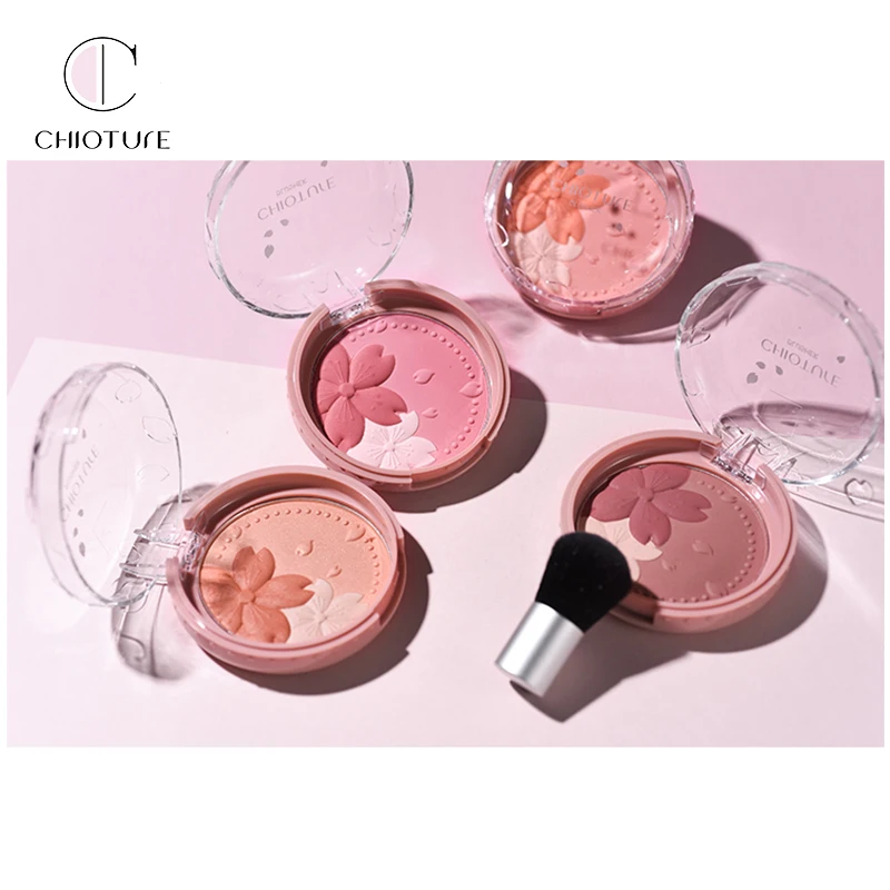 CHIOTURE Cherry blossom Blush Women Red Face Makeup Blush Powder Baked ...