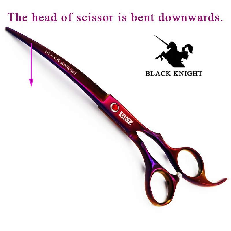 Tesouras do Cabelo Tesoura de Corte Tesouras do Barbeiro de 7 Cavaleiro Negro Profissional Cabeleireiro Polegada Downward Curvo Tesoura Pet Estilo Roxo