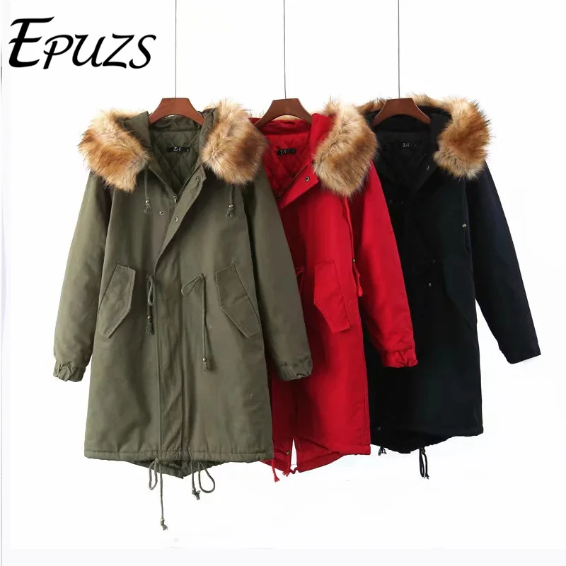 

winter Army Green Hooded Parkas women red army overcoat outwear casual Warm Thick Down jacket oversize winter coat