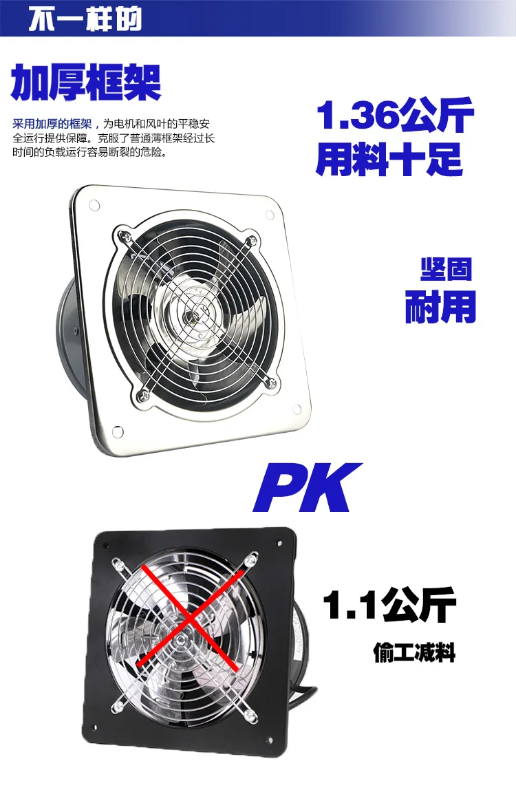 Вытяжной вентилятор из нержавеющей стали, промышленный вытяжной вентилятор, высокоскоростная кухонная Вентиляционная решетка, вентилятор 6 дюймов