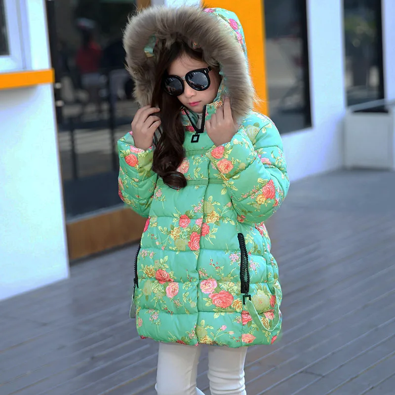Thumbaby Winter New Jacket Down Coat Baby Girls Clothing Fashion Down Jackets Girls Long style Cotton