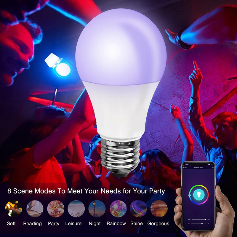 

Wi-fi 2.4ghz 7W RGB 110v-220v smart ball bubble WIFI voice control new RGB smart home bulb B22 lamp holder 10W