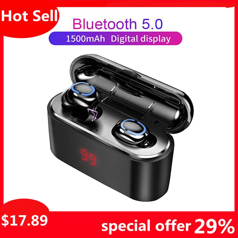 

HBQ Q32 Bluetooth Earphone Wireless Sport Handsfree Earbuds 3D Stereo Gaming Headphone With digital display 1500mAh Charging Box