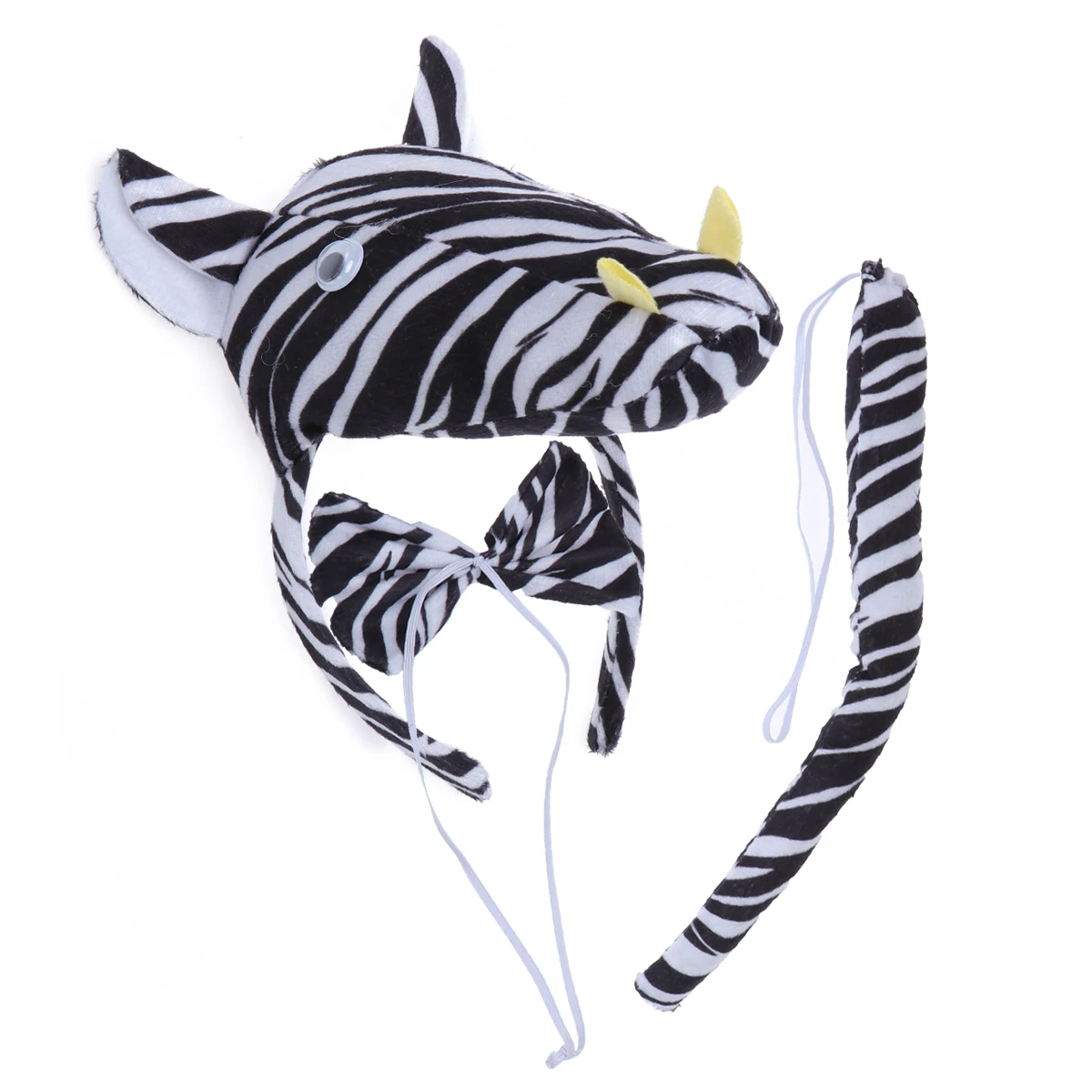 

3 Pcs Kids Cute Animal Ears Headband Party Tie and Tail Costume Party Favors Zebra