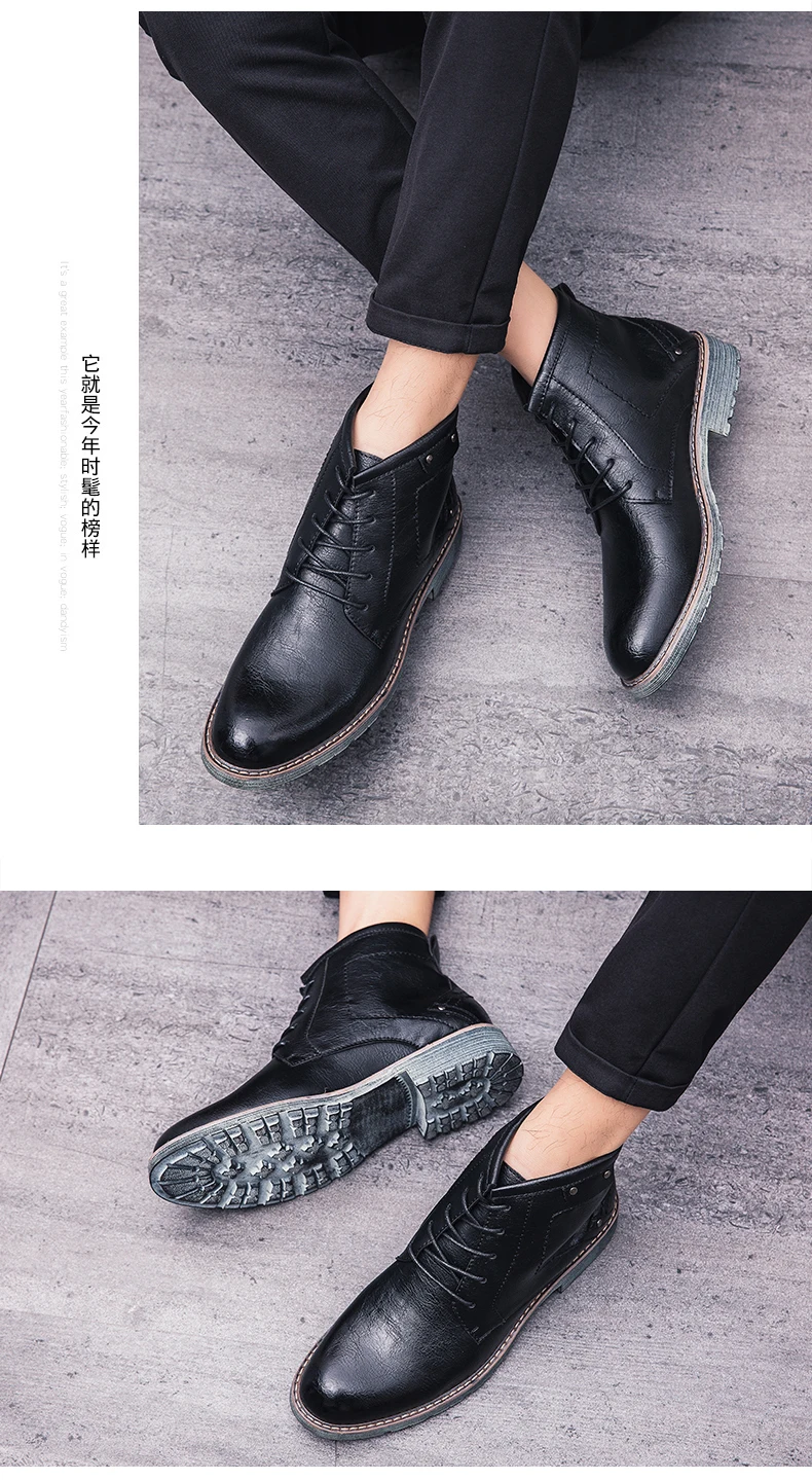 Misalwa/винтажные мужские повседневные ботинки; оксфорды на шнуровке; ботинки в байкерском стиле; удобная рабочая обувь в римском стиле; водонепроницаемые мужские ботильоны