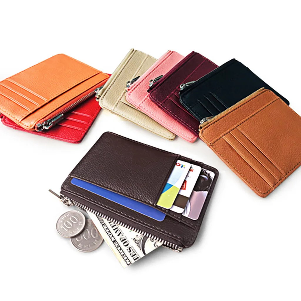 

Thin 2019 New Men Male Black PU Leather Mini Small Magic Men Fashion Style Multi-Card Card Holder Wallet Frosted Fabric Card