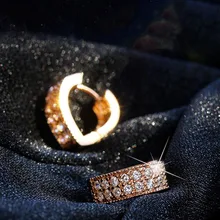 Горячая сердце серебряные серьги-кольца хрустальный круглый мозаика полный кубический цирконий женские серебряные ювелирные изделия Ушная пряжка