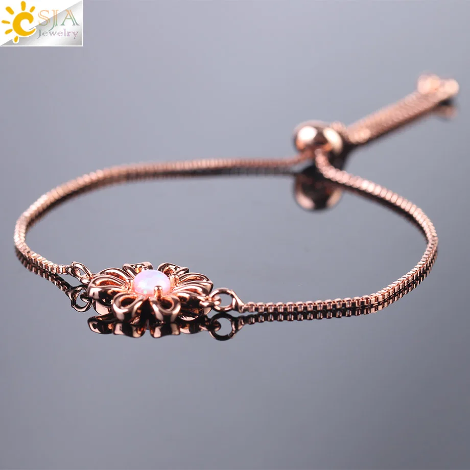 Csja изысканные эффектные браслеты для женщин Роскошные ювелирные изделия из розового золота коллекция огненный опал шармы Pulsera ювелирные изделия F432