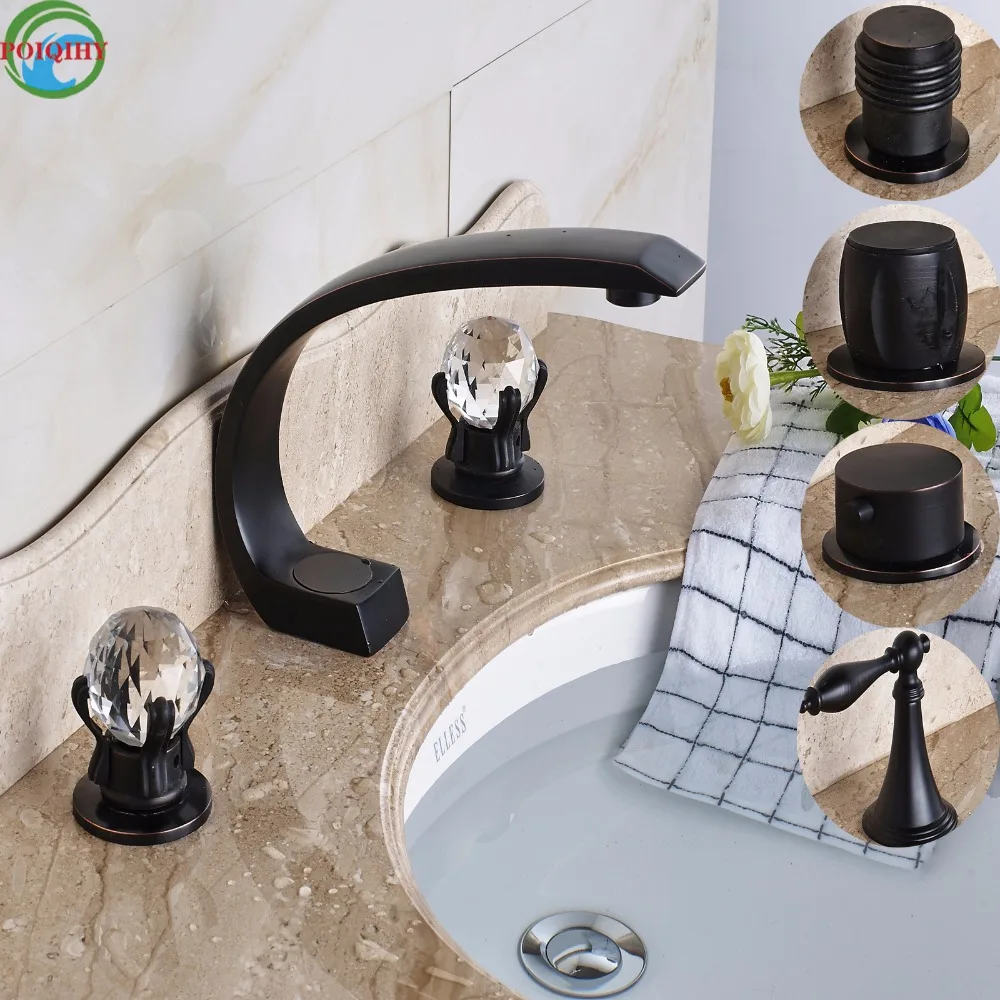 

Luxury Multiple Style Widespread Two Handles Bathroom Tub Sink Faucet Basin Mixer Taps Deck Mount 3 Holes