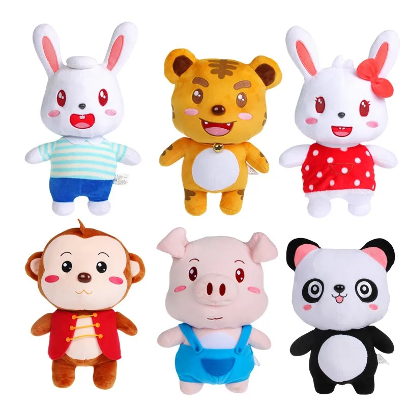 Anime Pet Soft Stuffed Animal font b Doll b font Rabbit Panda Tiger Monkey Pig Plush