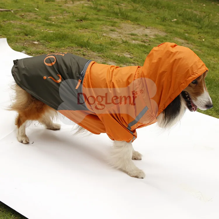 Newly Large Dog Raincoat Outdoor Coat Waterpoof dog clothes Reflecting Strip Big Dog Rain coat Labrador Pet Rain Jacket (1)